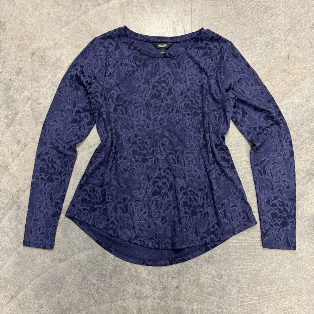 Simply Vera Vera Wang Washed Blue Long-Sleeve Crewneck Top